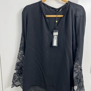 NEW Elegant Black Embroidered Women's Top Size: Medium